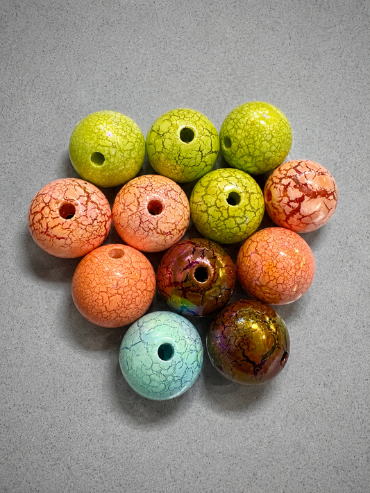 16mm Paint Cracked Beads